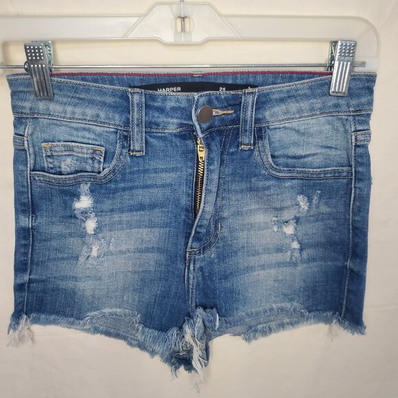 Pre-Loved Women’s Harper Blue Ripped Shorts Size 25 - Picture 1 of 6